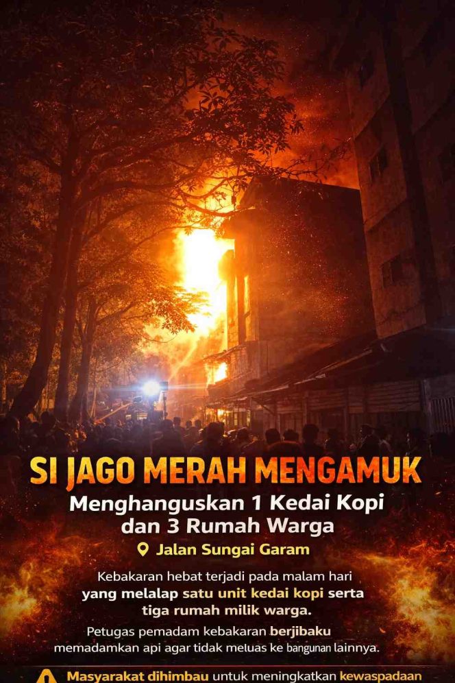 
					Sijago Merah Mengamuk Menghanguskan 1 Kedai Kopi dan 3 Rumah Warga di Jalan Sungai Garam