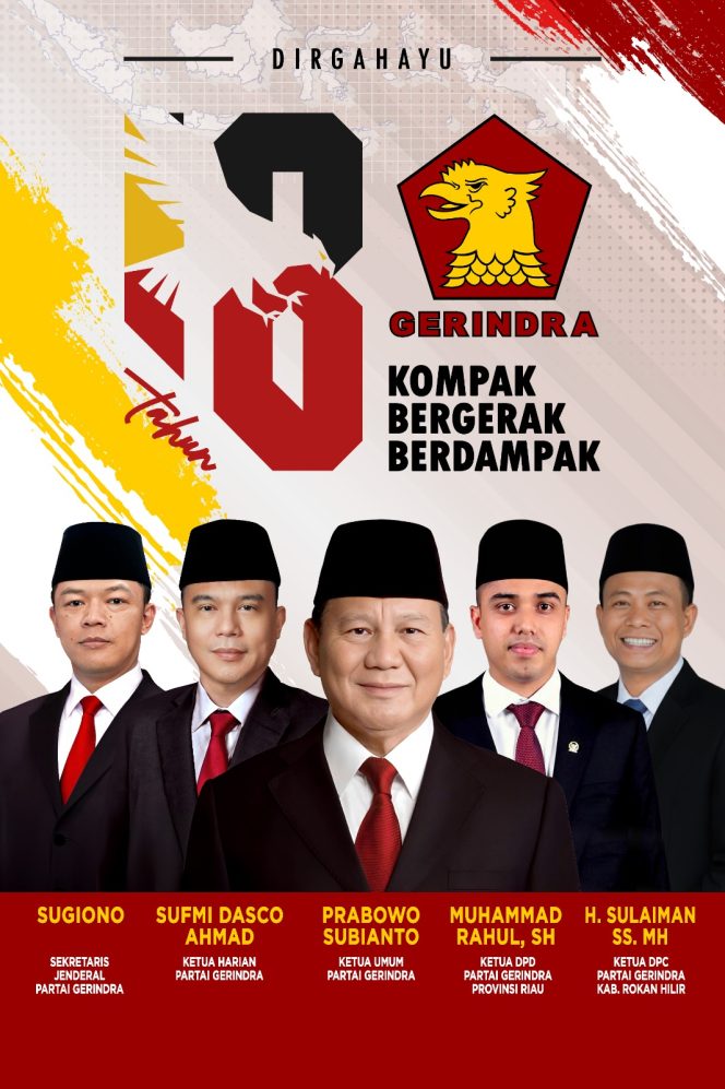 
					HUT ke-18 Partai Gerindra H.Sulaiman Serukan Semangat ‘Kompak, Bergerak, Berdampak’ untuk Rokan Hilir