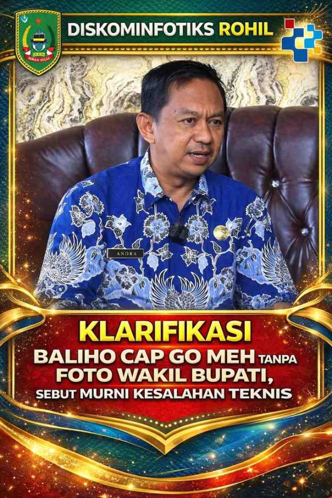 
					Diskominfotiks Rohil Klarifikasi Baliho Cap Go Meh Tanpa Foto Wakil Bupati, Sebut Murni Kesalahan Teknis