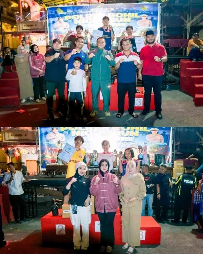 
					Wakil Bupati Rokan Hilir Jhony Charles Hadiri Night Run Sprint Go Green Polres Rohil, Lomba Lari 100 Meter