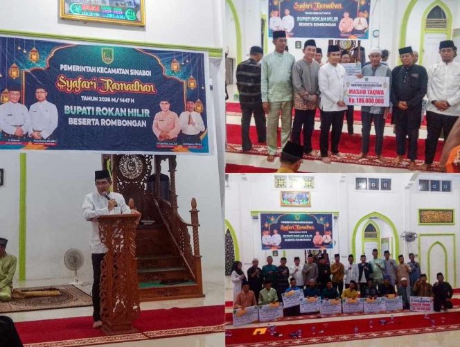 
					Safari Ramadhan Pemkab Rohil di Sinaboi, Asisten I Rahmatul Zamri Serahkan Bantuan untuk Masjid dan Musholla