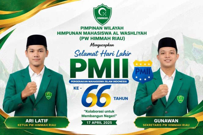
					PW HIMMAH RIAU Ucapkan Selamat Harlah Ke-66 PMII, Tekankan Pentingnya Kolaborasi Membangun Negeri
